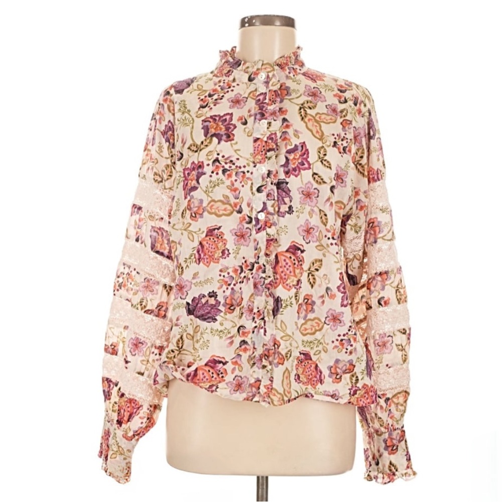 House of Harlow 1960 Floral Blouse - Pink and Cream